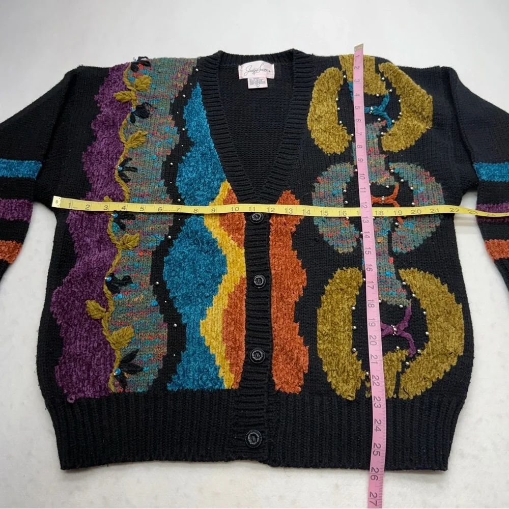 Joclyn Smith Black/Multi Cardigan Sweater Women’s Size Large